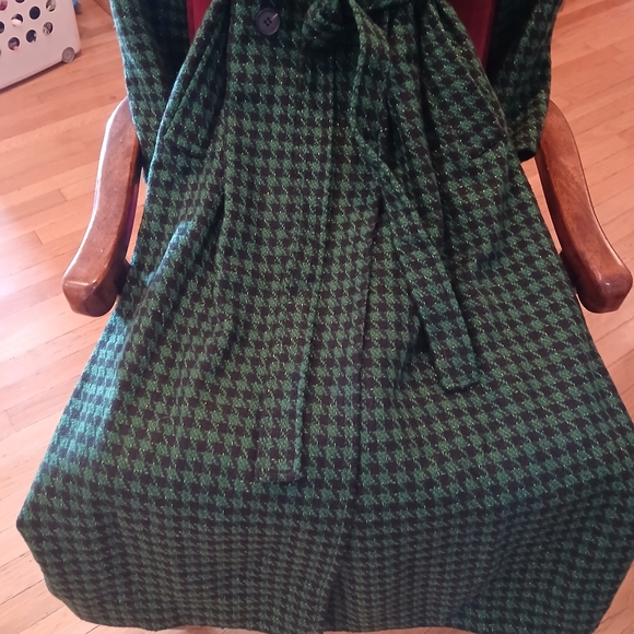 Green and black checked wool coat - Picture 4 of 10